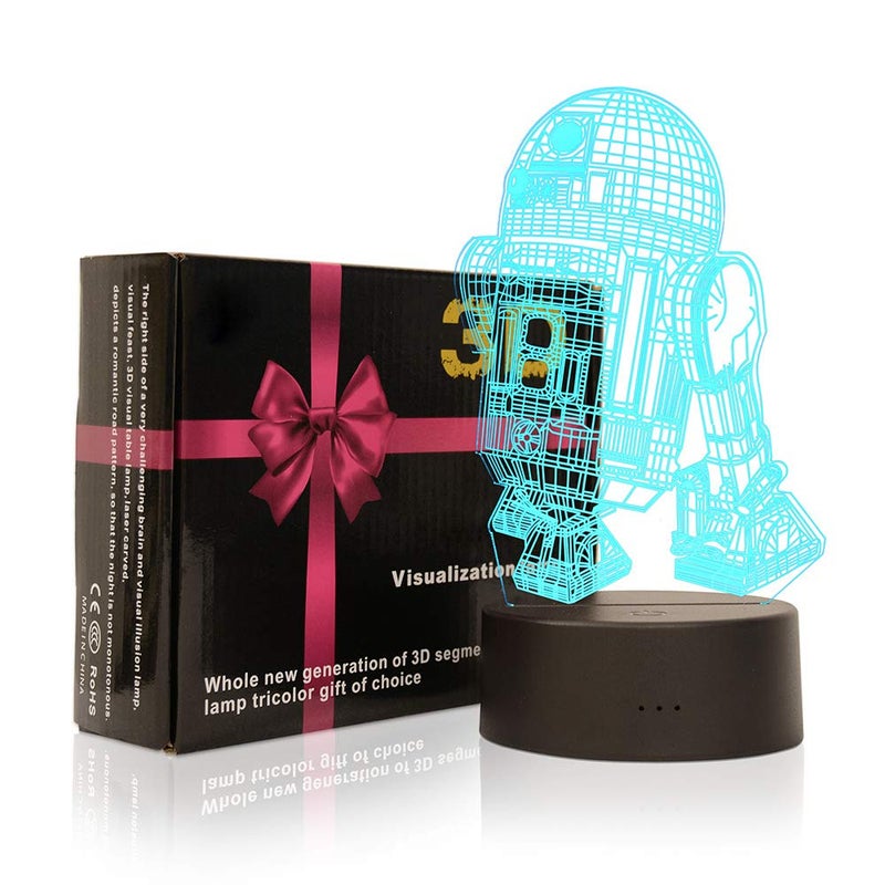 TITISKIN 3D Illusion LED Night Light,7 Colors Gradual Changing Touch Switch USB Table Lamp for Holiday Gifts or Home Decorations(R2-D2) - Image 2